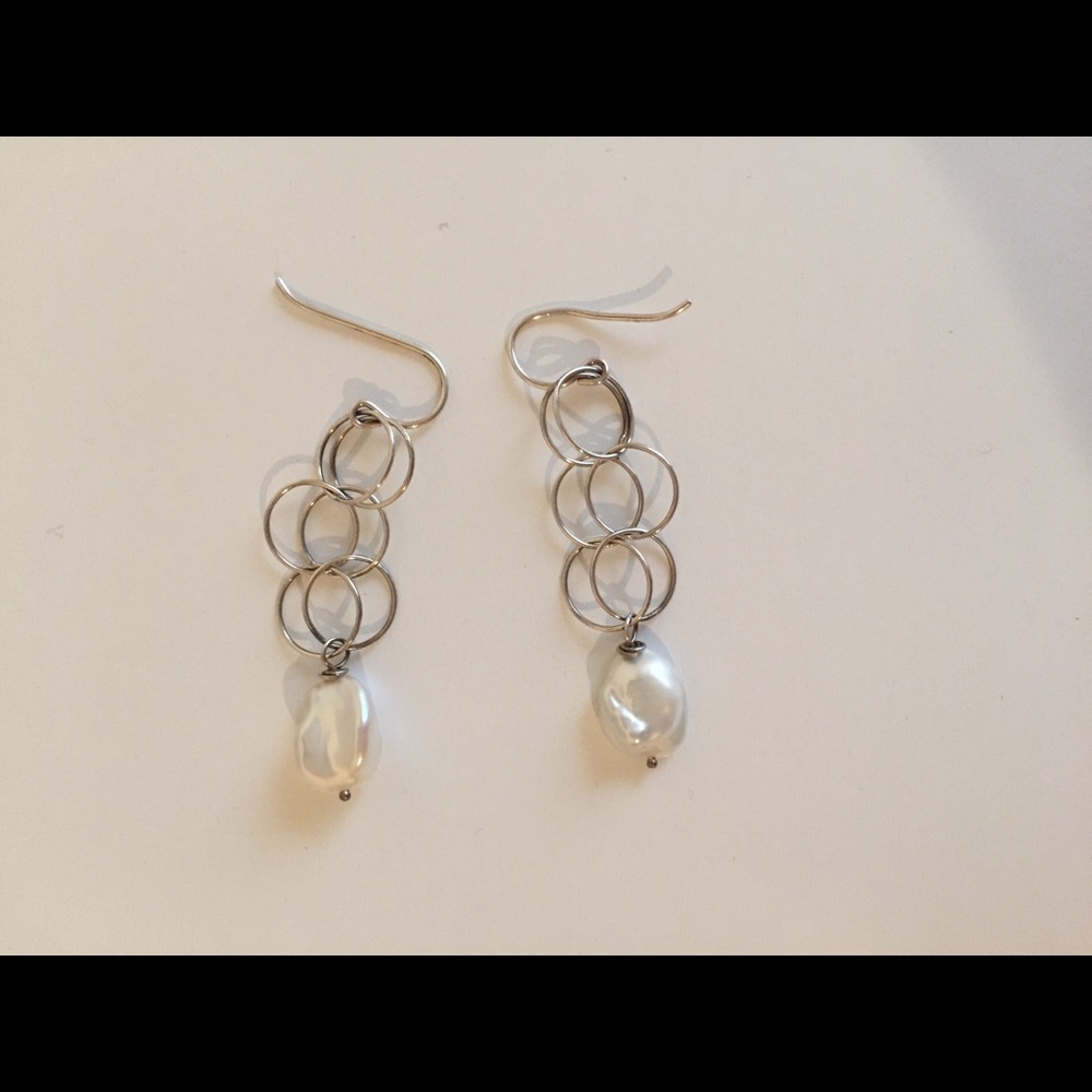 Sterling Silver and Pearl Drop Earrings